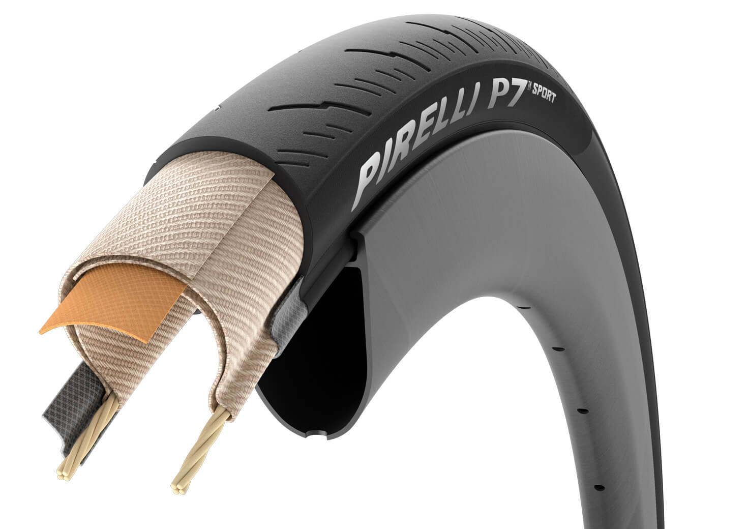 PIRELLI P7 Sport-Reifen Querschnitt mit Reifenschicht Amateur Endurance Tech Belt 60 TPI
