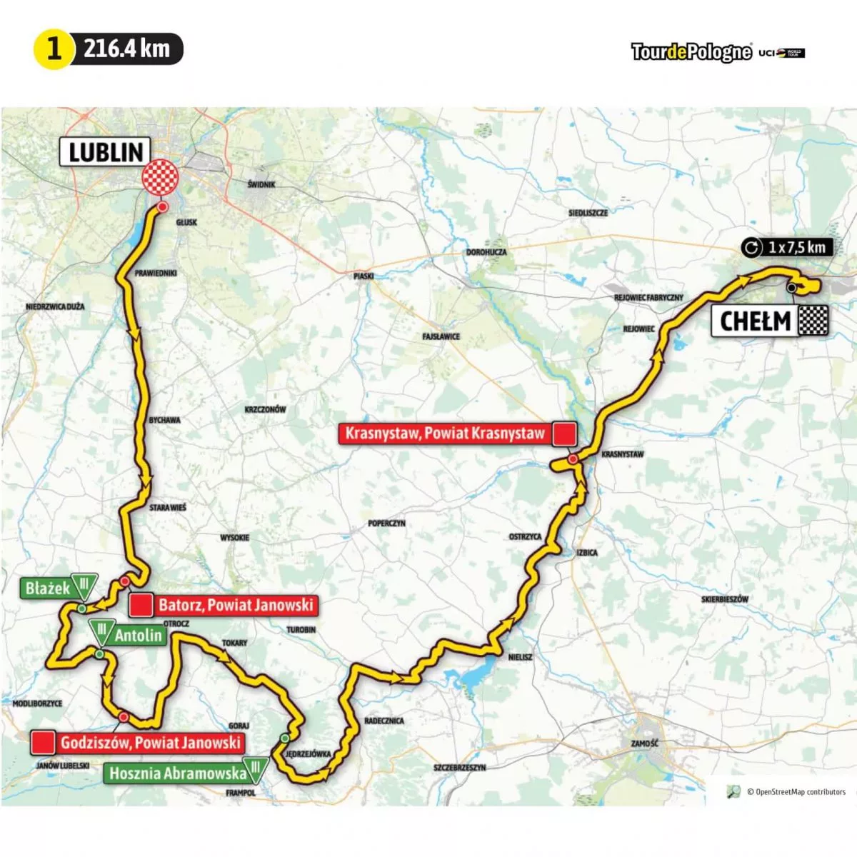 Tour de Pologne 2021 etap 1 mapa