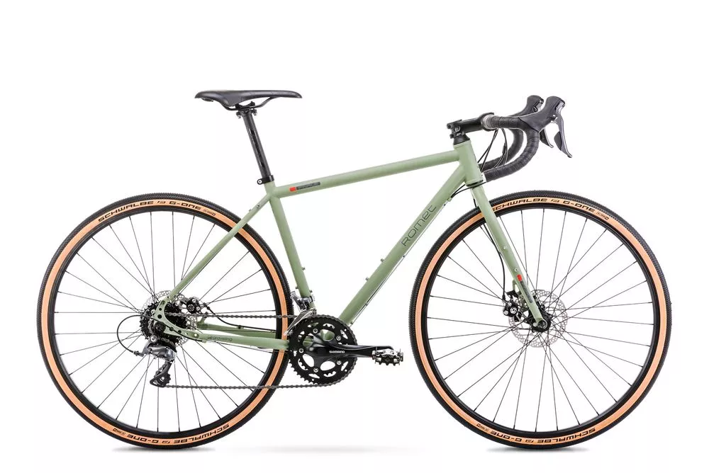 Romet FINALE 2022 Bicycle Gravel Steel Cro-Mo Olive Schwalbe G-ONE 700×38C Shimano Claris Price 3199 zł